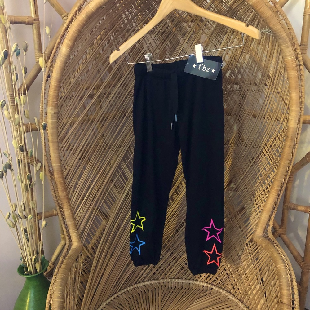 FLOWERS BY ZOE black sweatpants with stars